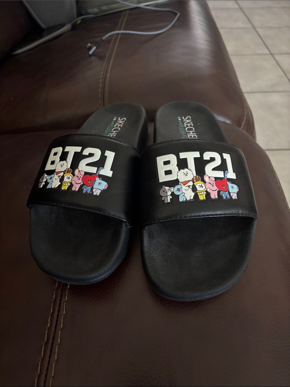 Skechers Women's K-Pop BT21 Black Character Slide Sandals. In new condition.